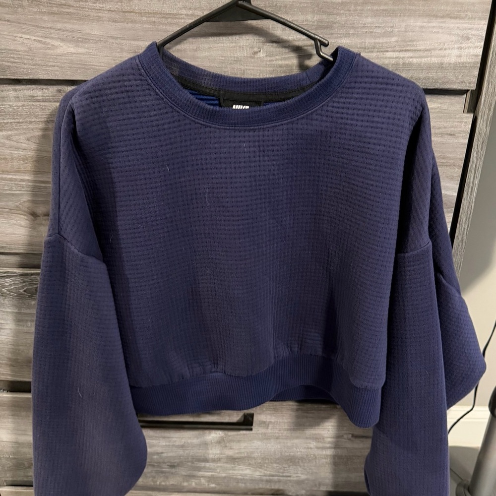 Women’s Nike Navy Long-Sleeve Waffle Crop Top